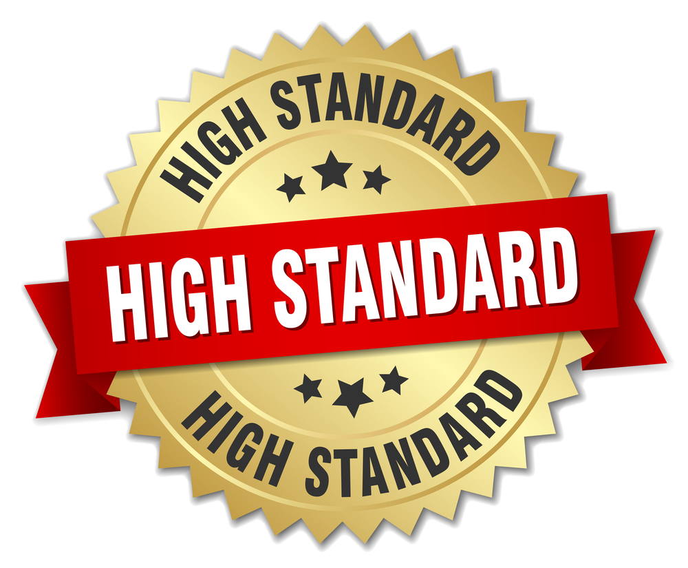 high standard 3d gold badge with red ribbon