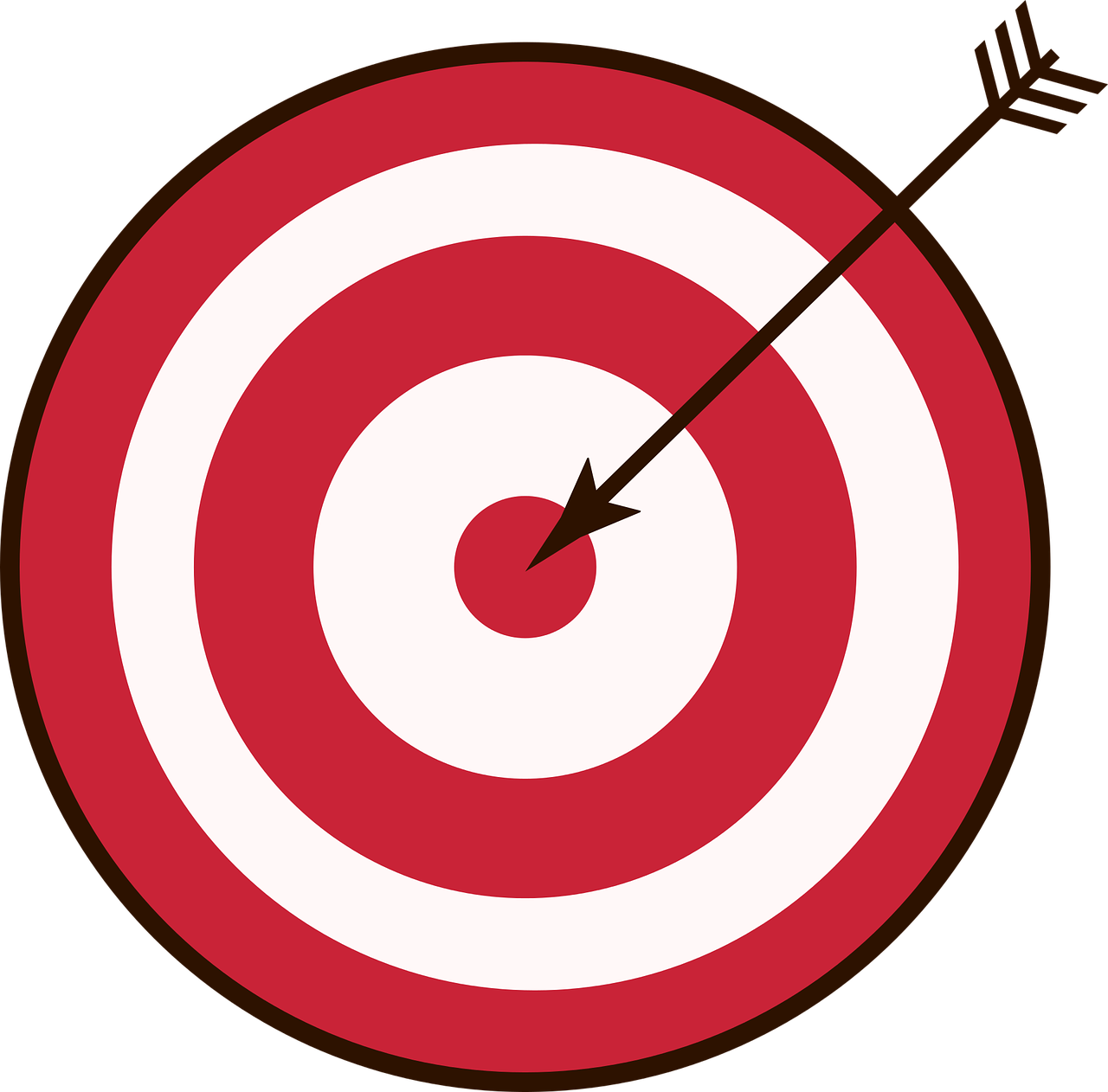 A target with an  arrow hitting the bullseye.