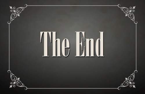 Photo of an old cinema caption with the words, "The end"
