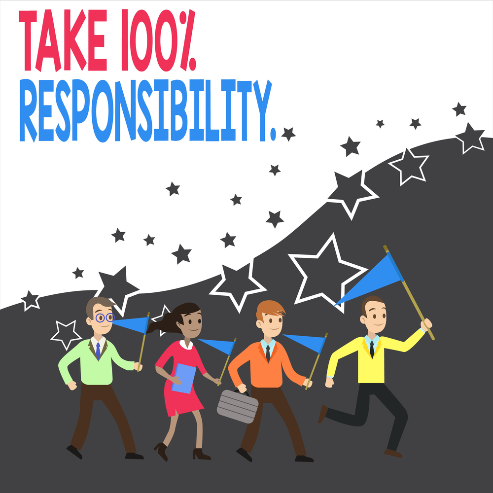 Drawing showing people taking responsibility