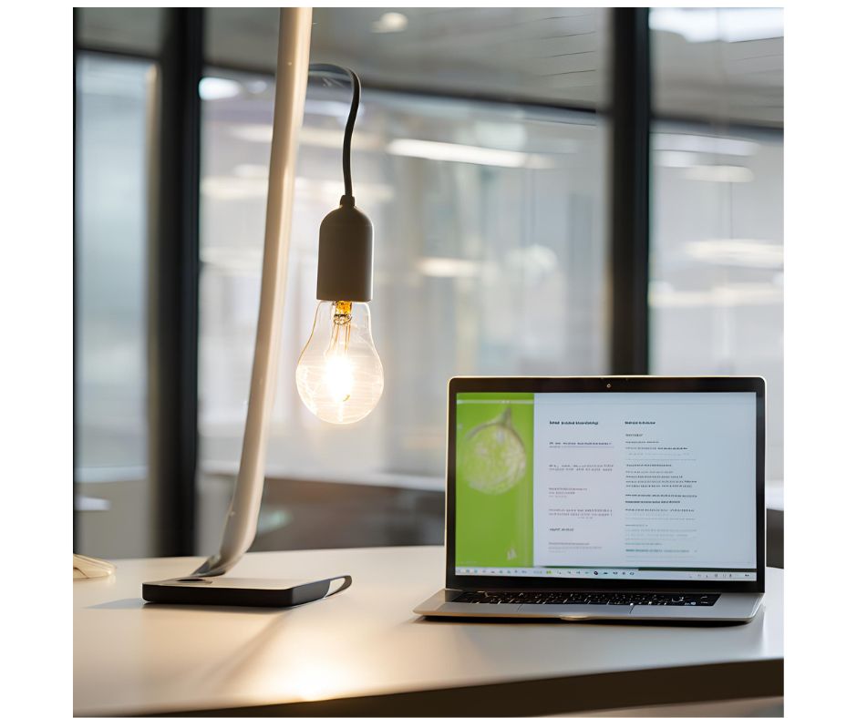 Lightbulb shining on a laptop with an accessible website.