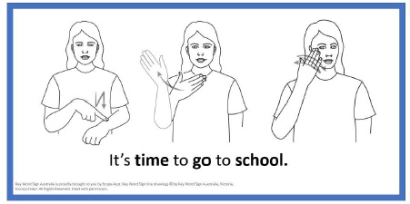 A lady is making the sign for Go to School.