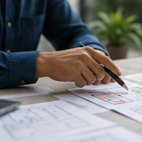 A man discussing website accessibility and usability, showing that Accessible vs Usable begins with good design and continues through the entire user experience.