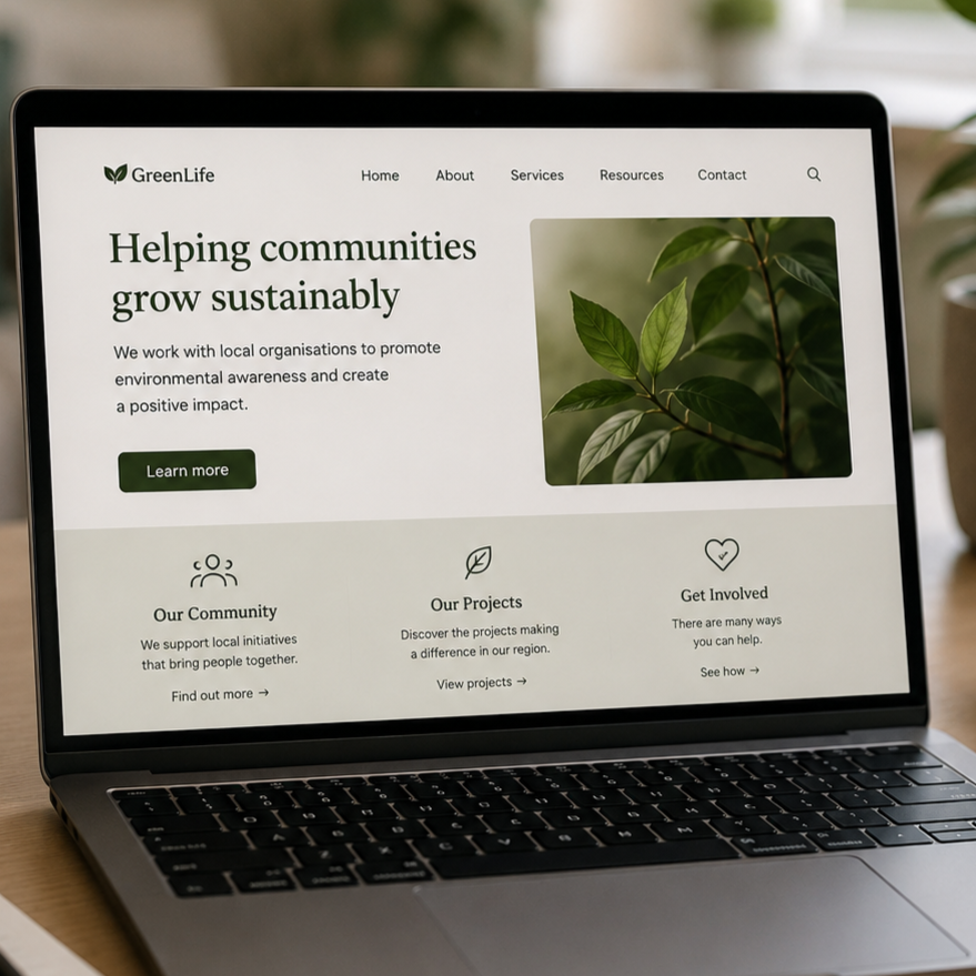 Clean, uncluttered website displayed on a laptop, illustrating how good accessibility creates a seamless experience that users can navigate without thinking about the technology.