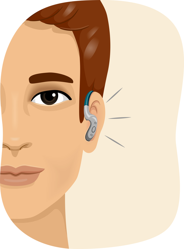Illustration of a Smiling Man Wearing a Hearing Aid
